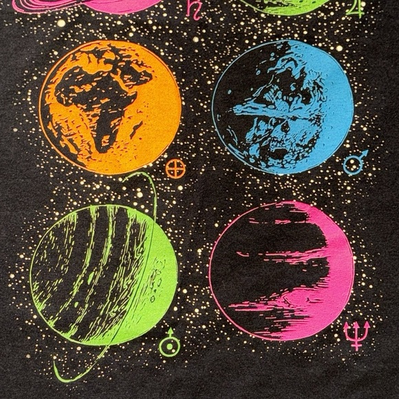 VTG FOTL Fruit of The Loom
Graphic Planet Solar System T-Shirt -Black Small - Picture 3 of 12